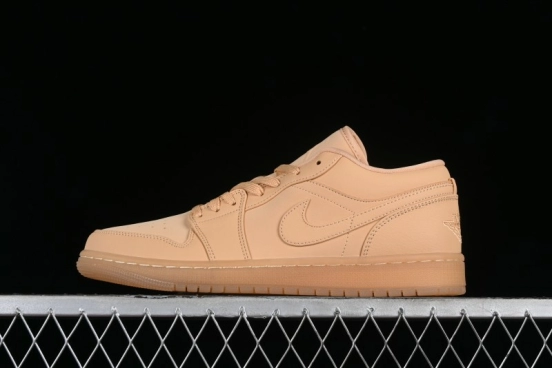 Nike Air Jordan 1 Low AJ1 Lifestyle Basketball Shoes in Warm Yellow with Gum Sole - FZ3972-294