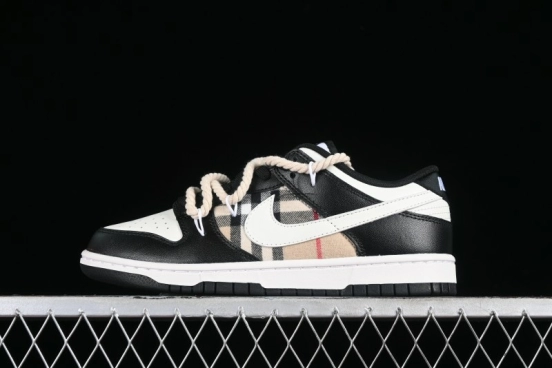 Nike Dunk Low SB Deconstructed Lace-Up Casual Sneakers with Scottish Plaid and Hemp Rope Design - DD1391-100