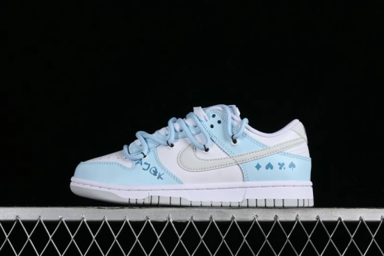 Nike Dunk Low SB Hearts Playing Cards Graffiti North Carolina Blue Casual Skate Shoes - DV0831-101