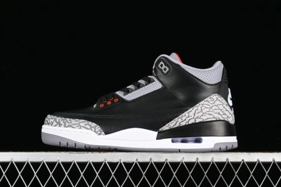 Nike Air Jordan 3 Retro Sneakers with Iconic Elephant Print and Visible Air Cushion - DN3707-010