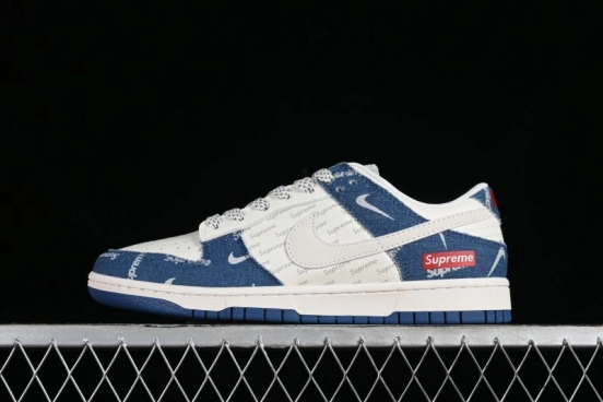 Nike Dunk Low Supreme - Denim Blue Jeans Anniversary High-End Customized Low-Top Casual Sneakers - FC1688-194