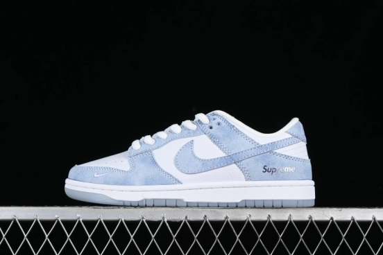 Nike SB Dunk Low Supreme Collaboration - Ice Crystal Blue Anniversary High-End Custom Low-Top Casual Skate Shoes - JH8039-939
