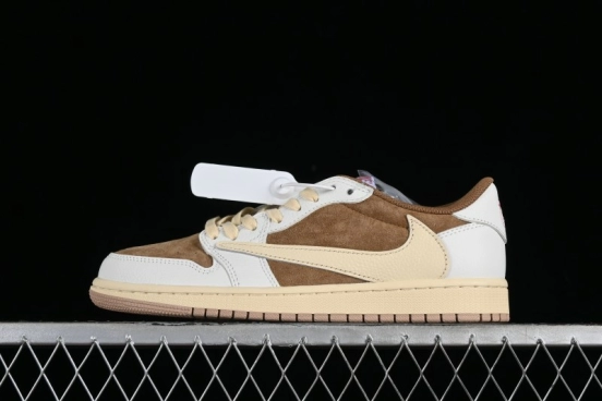 Nike Travis Scott x Air Jordan 1 Low OG AJ1 Reverse Swoosh Sneakers - DM7866-106