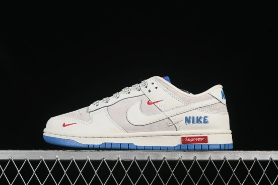 Nike SB Dunk Low Anniversary Custom Collaboration Triple Swoosh Cream White Blue Sole Low-Top Casual Skate Shoes - SC9207-411