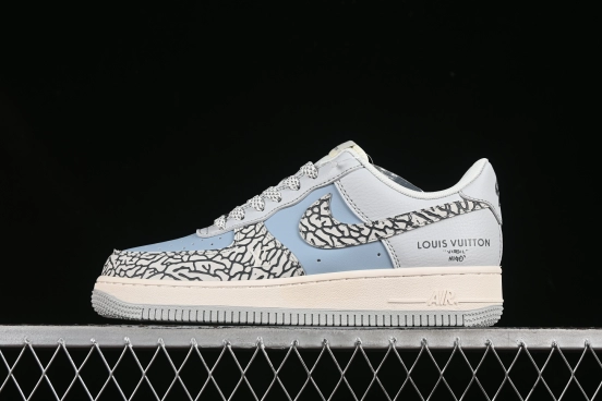 Nike Air Force 1'07 Low LV Collaboration Grey Blue Stone Texture Casual Sneakers - ZH2598-307