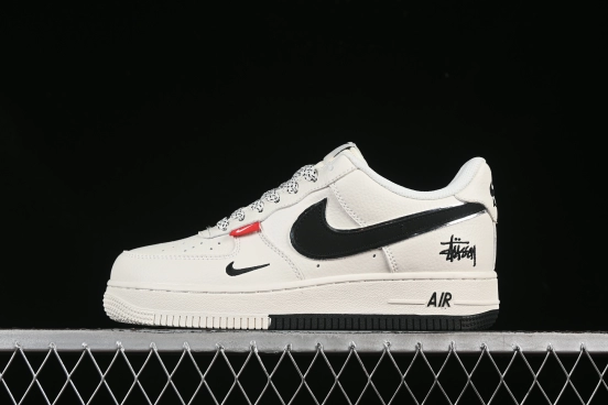 Nike Air Force 1 '07 Low Stussy Collaboration Dual-Tone Red Tag Casual Sneakers - CS5288-010