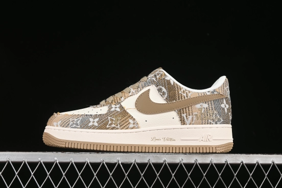 Nike Air Force 1'07 Low LV Collaboration Khaki Print Denim Casual Sneakers - XS1958-582