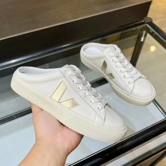 2025 Women VEJA White Canvas Leather Sneakers Slip-On Casual MJ00240