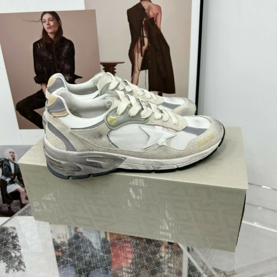 2024 Unisex GGDB White Grey Suede Mesh Sneakers