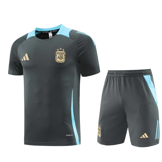 2025 Argentina Dark Gray Short Sleeve+Soccer Shorts