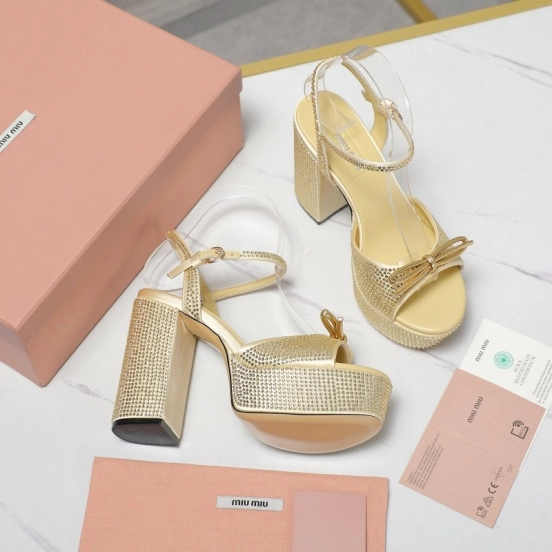 MIUMIU Bling Bling Swarovski Crystal Sandals with 11.5cm Heel - KFY00340