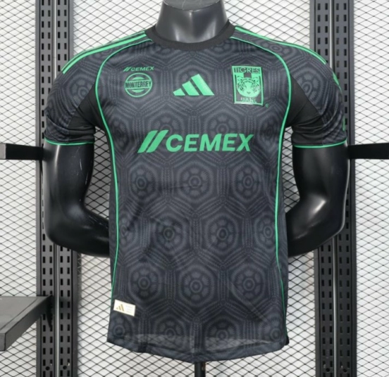 Player Version 2024-25 Tigres UANL Third Jersey - Black with Green Accents - CEMEX Sponsorship