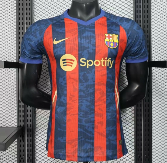 Player Version 25/26 Barcelona Home Blue Red Stripes Jersey with Spotify Sponsor