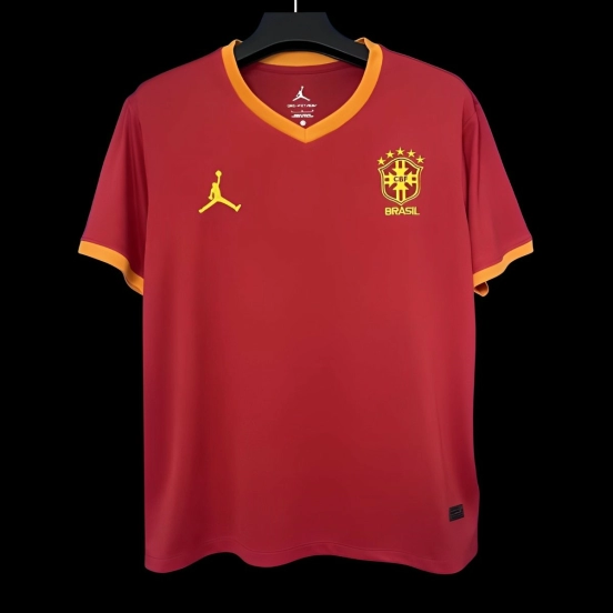 2025 Brazil Jordan Red Pre-Match Jersey