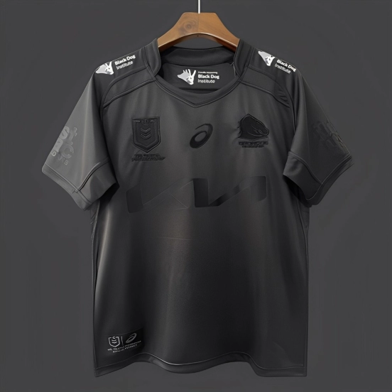 25/26 Brisbane Broncos All Black with Tonal Design Jersey