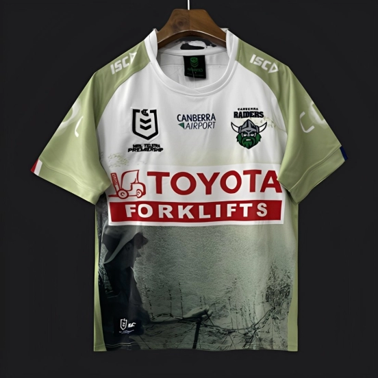 25/26 Canberra Raiders White Lime Green with War Memorial Graphic Jersey