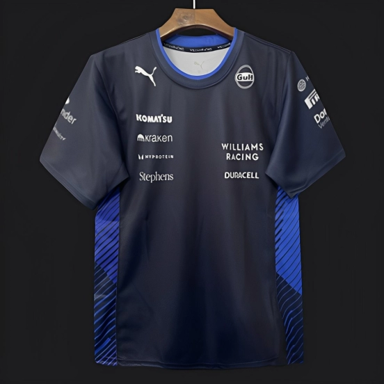 2025 F1 Williams Racing Navy Blue with Blue Diagonal Stripe Team Shirt